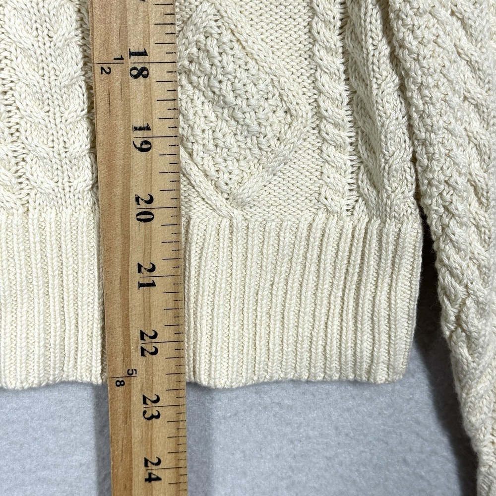 J Crew Sweater Womens XS Cream Cotton Cable Knit Crewneck Fisherman Pullover NWT - Picture 9 of 10